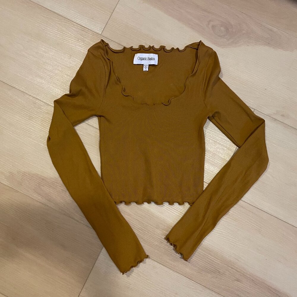 Organic Basics scoop neck crop long-sleeve top